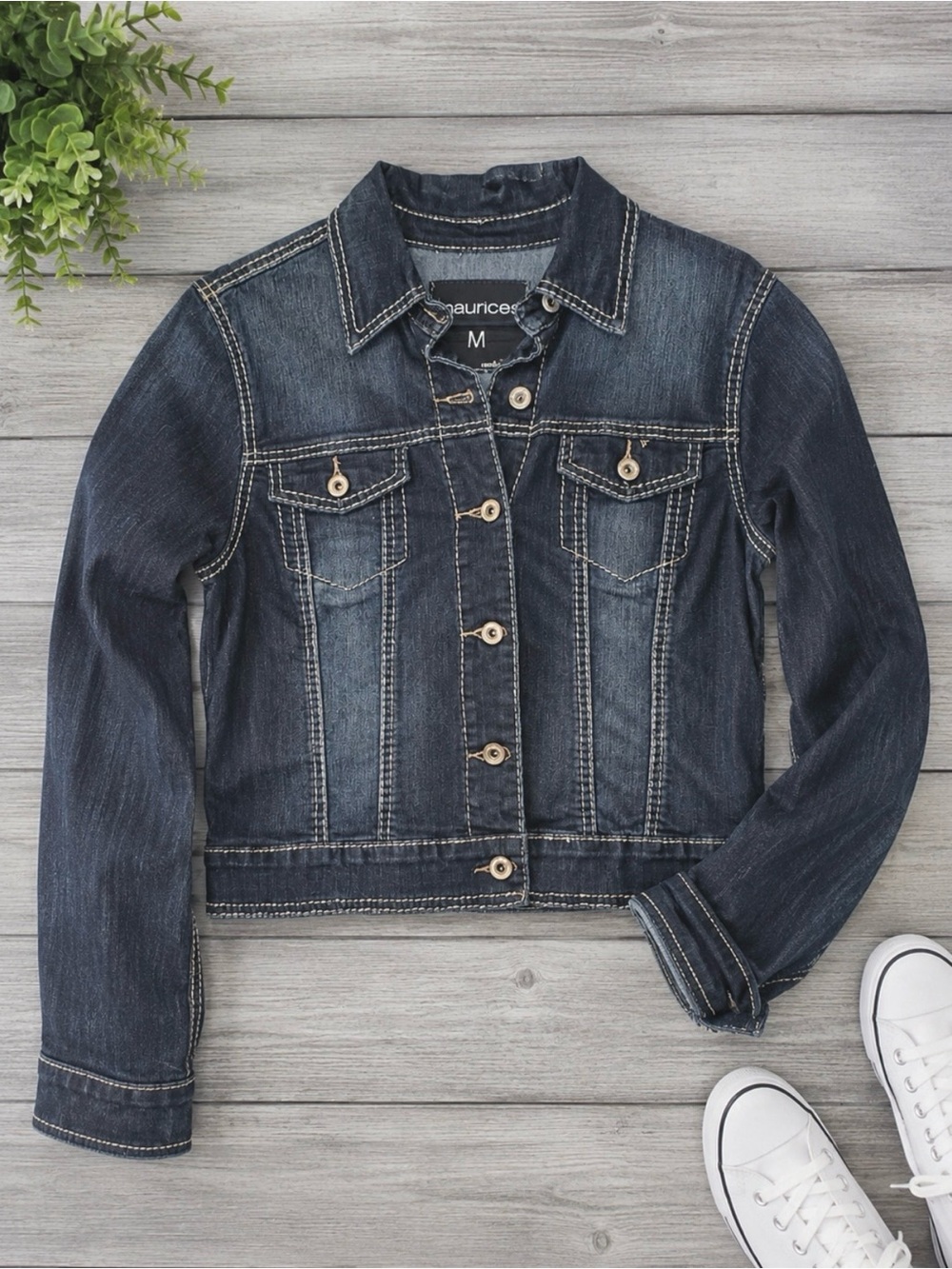 Maurices Dark Wash Denim Jacket | Classic Fitted Jean Jacket | Size: M | New